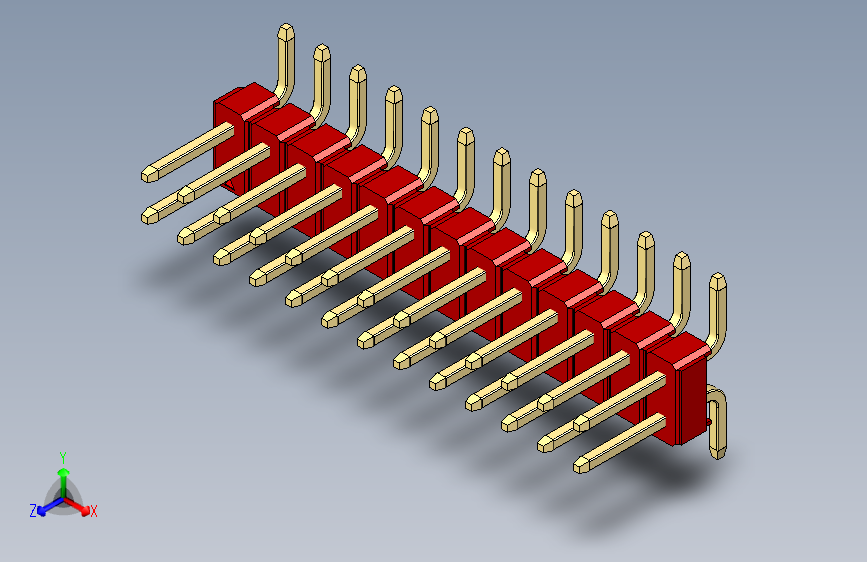 彩色公排针 100mil 2.54mm 系列-DS1022_red_26p_100mil_TypeSMT_rev1.0