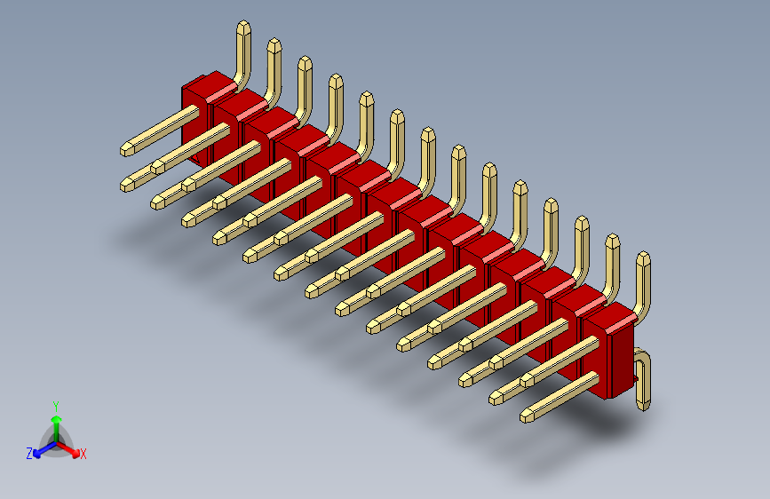 彩色公排针 100mil 2.54mm 系列-DS1022_red_28p_100mil_TypeSMT_rev1.0