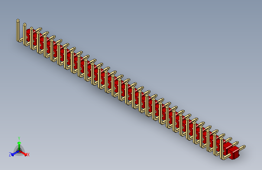 彩色公排针 100mil 2.54mm 系列-DS1022_red_31p_100mil_TypeU_rev1.0