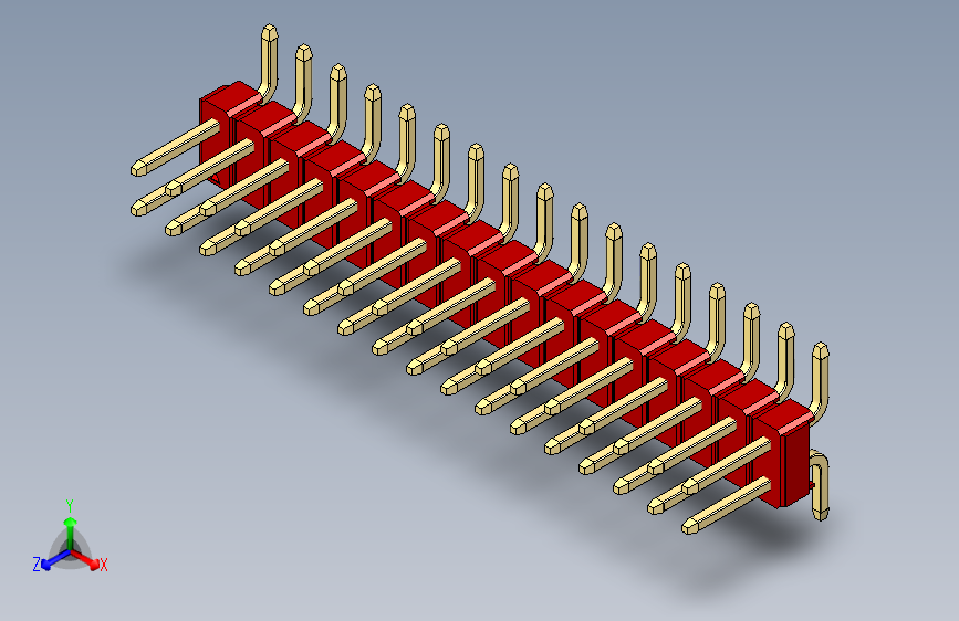 彩色公排针 100mil 2.54mm 系列-DS1022_red_34p_100mil_TypeSMT_rev1.0