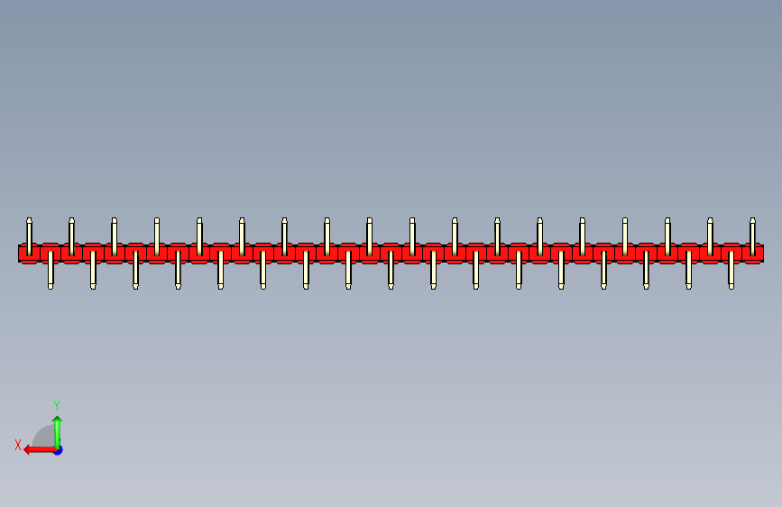 彩色公排针 100mil 2.54mm 系列-DS1022_red_35p_100mil_Type_SMT_R1_rev1.0 背面视图