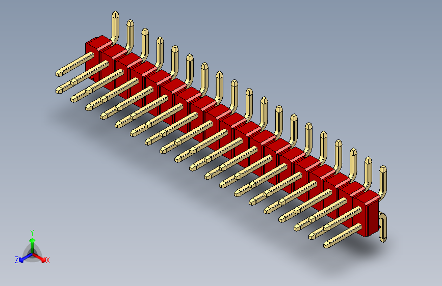彩色公排针 100mil 2.54mm 系列-DS1022_red_38p_100mil_TypeSMT_rev1.0