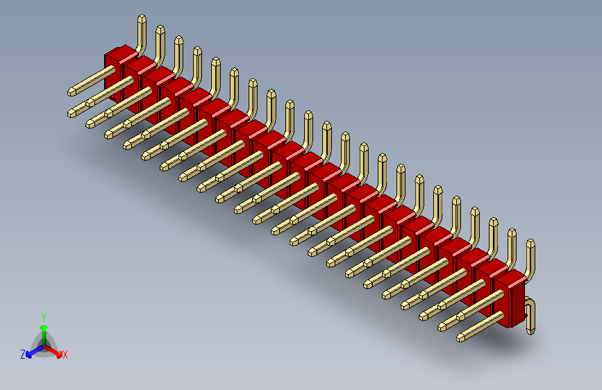 彩色公排针 100mil 2.54mm 系列-DS1022_red_44p_100mil_TypeSMT_rev1.0