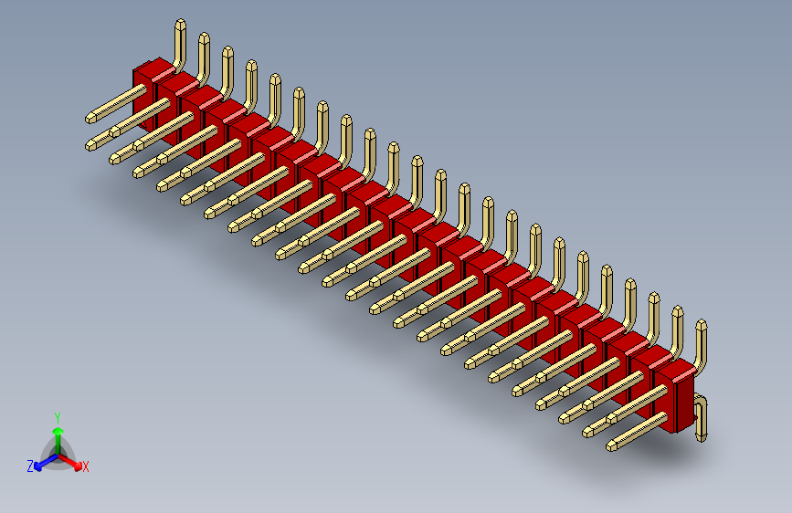 彩色公排针 100mil 2.54mm 系列-DS1022_red_46p_100mil_TypeSMT_rev1.0
