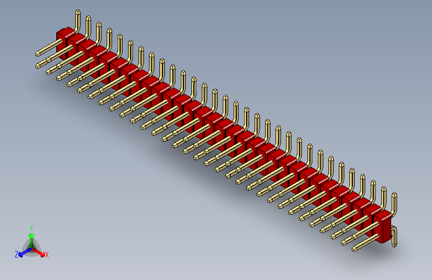 彩色公排针 100mil 2.54mm 系列-DS1022_red_62p_100mil_TypeSMT_rev1.0