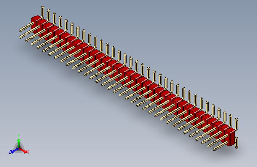彩色公排针 100mil 2.54mm 系列-DS1022_red_68p_100mil_TypeSMT_rev1.0