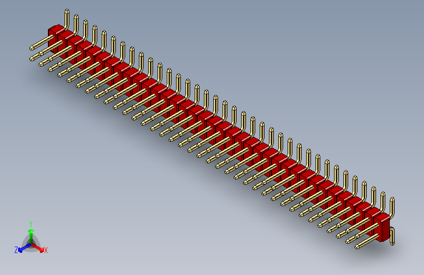 彩色公排针 100mil 2.54mm 系列-DS1022_red_72p_100mil_TypeSMT_rev1.0
