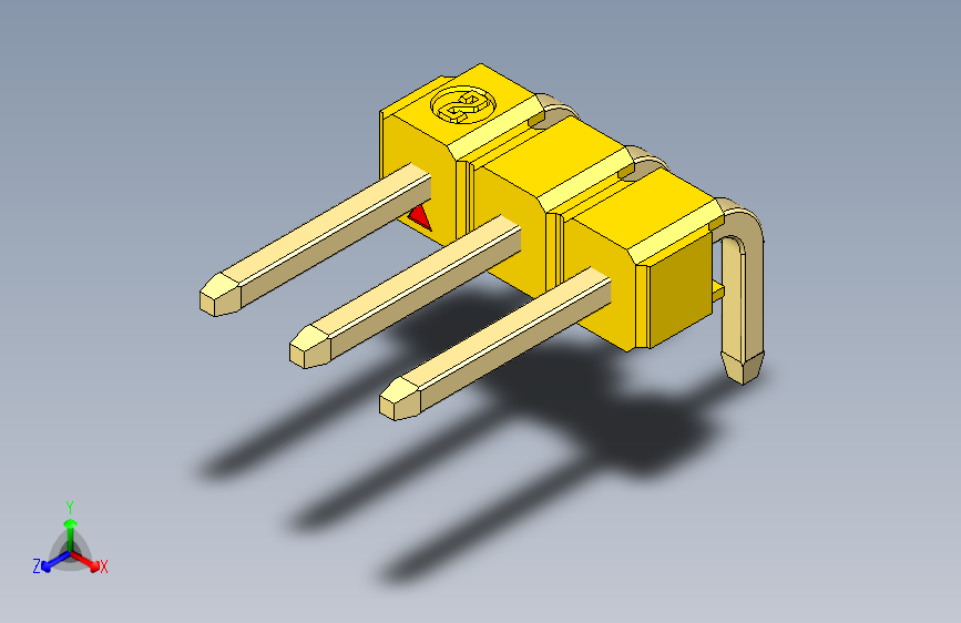 彩色公排针 100mil 2.54mm 系列-DS1022_yellow_1x03p_100mil_TypeD_rev1.0