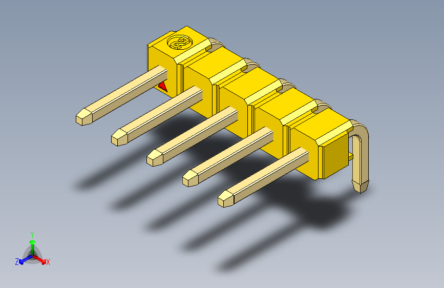 彩色公排针 100mil 2.54mm 系列-DS1022_yellow_1x05p_100mil_TypeD_rev1.0