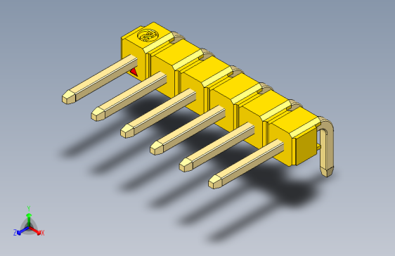 彩色公排针 100mil 2.54mm 系列-DS1022_yellow_1x06p_100mil_TypeD_rev1.0