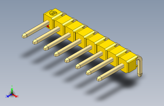 彩色公排针 100mil 2.54mm 系列-DS1022_yellow_1x08p_100mil_TypeD_rev1.0
