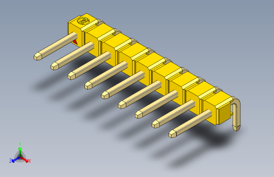 彩色公排针 100mil 2.54mm 系列-DS1022_yellow_1x09p_100mil_TypeD_rev1.0
