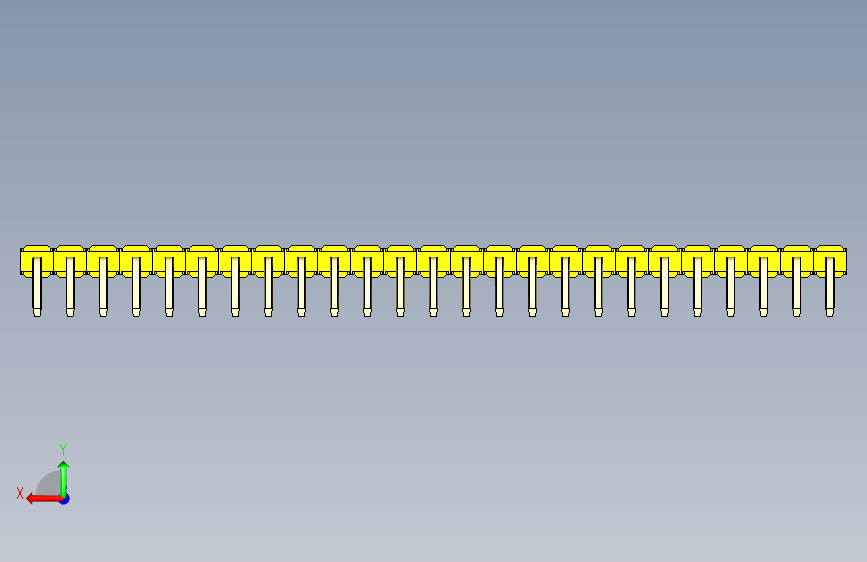 彩色公排针 100mil 2.54mm 系列-DS1022_yellow_1x25p_100mil_TypeD_rev1.0 背面视图