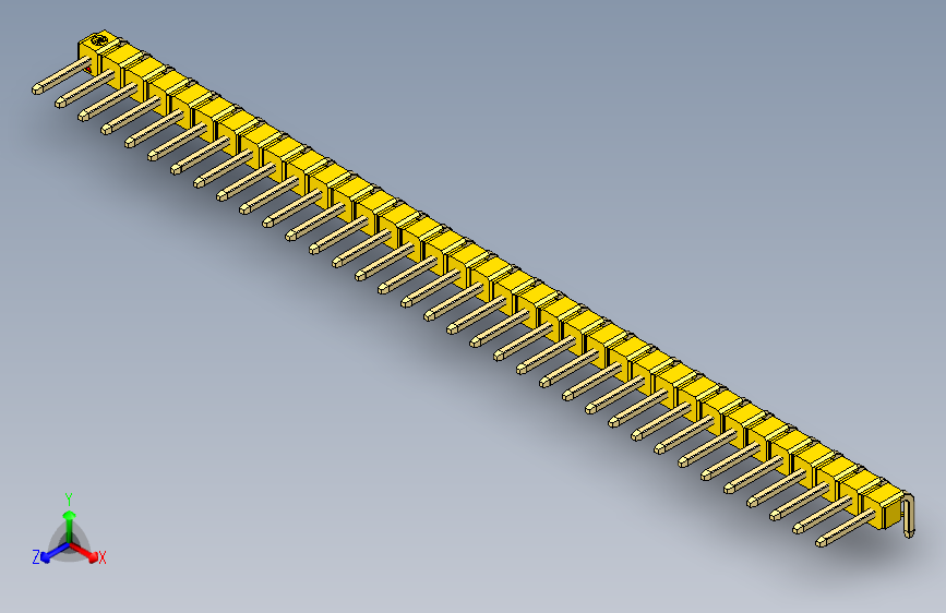 彩色公排针 100mil 2.54mm 系列-DS1022_yellow_1x35p_100mil_TypeD_rev1.0