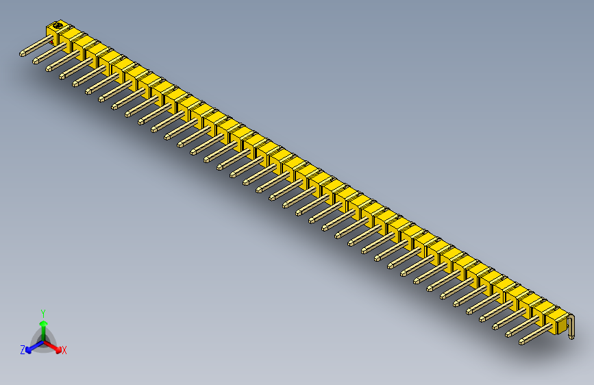 彩色公排针 100mil 2.54mm 系列-DS1022_yellow_1x39p_100mil_TypeD_rev1.0