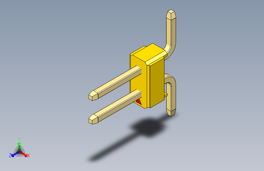 彩色公排针 100mil 2.54mm 系列-DS1022_yellow_02p_100mil_TypeSMT_rev1.0 主视图
