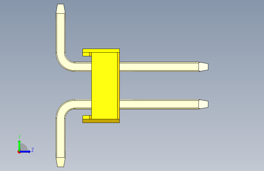 彩色公排针 100mil 2.54mm 系列-DS1022_yellow_02p_100mil_TypeSMT_rev1.0 左侧视图