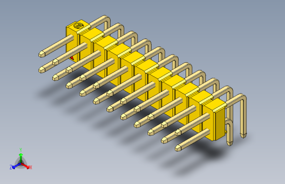 彩色公排针 100mil 2.54mm 系列-DS1022_yellow_2x11p_100mil_TypeD_rev1.0