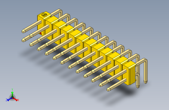 彩色公排针 100mil 2.54mm 系列-DS1022_yellow_2x12p_100mil_TypeD_rev1.0