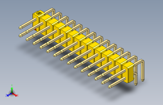 彩色公排针 100mil 2.54mm 系列-DS1022_yellow_2x14p_100mil_TypeD_rev1.0