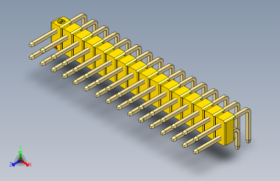 彩色公排针 100mil 2.54mm 系列-DS1022_yellow_2x16p_100mil_TypeD_rev1.0