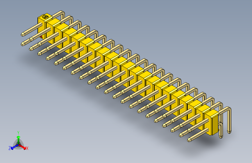 彩色公排针 100mil 2.54mm 系列-DS1022_yellow_2x21p_100mil_TypeD_rev1.0