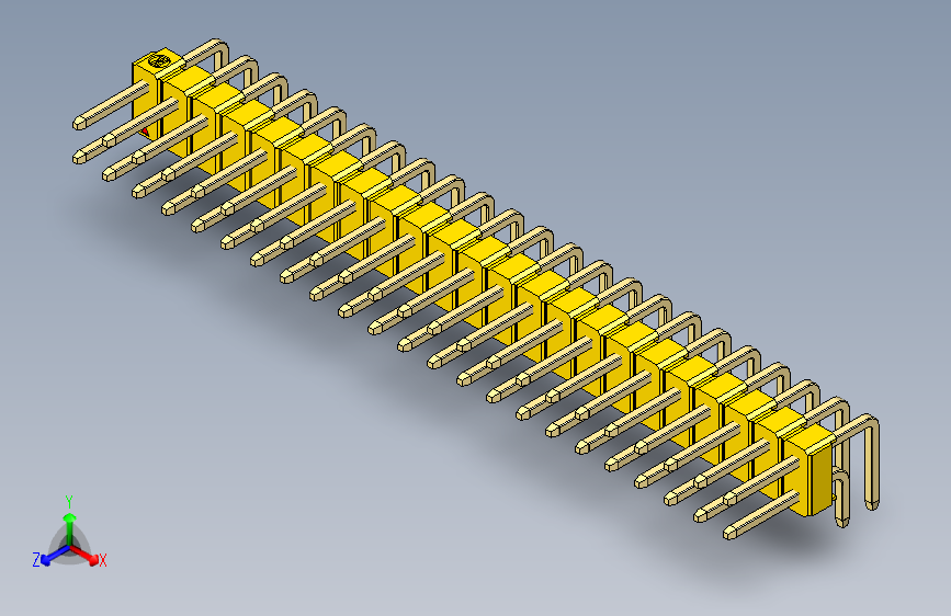 彩色公排针 100mil 2.54mm 系列-DS1022_yellow_2x23p_100mil_TypeD_rev1.0