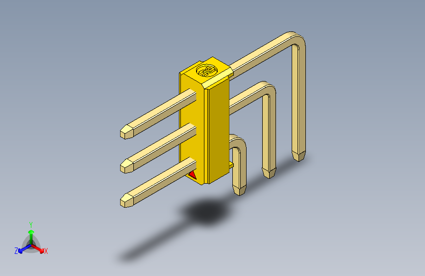 彩色公排针 100mil 2.54mm 系列-DS1022_yellow_3x01p_100mil_TypeD_rev1.0