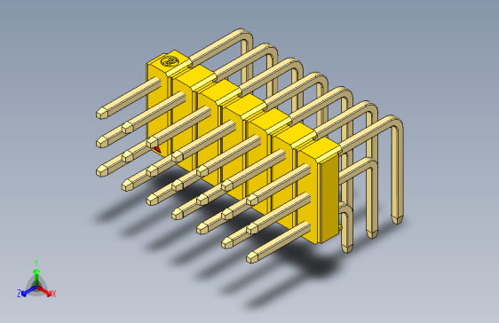 彩色公排针 100mil 2.54mm 系列-DS1022_yellow_3x07p_100mil_TypeD_rev1.0