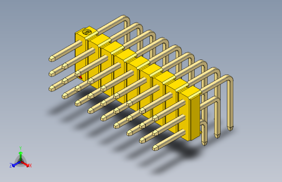 彩色公排针 100mil 2.54mm 系列-DS1022_yellow_3x09p_100mil_TypeD_rev1.0