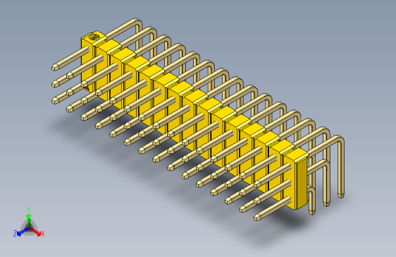 彩色公排针 100mil 2.54mm 系列-DS1022_yellow_3x15p_100mil_TypeD_rev1.0