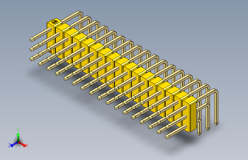 彩色公排针 100mil 2.54mm 系列-DS1022_yellow_3x17p_100mil_TypeD_rev1.0