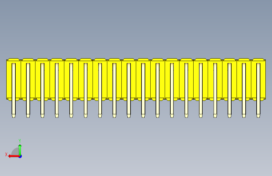 彩色公排针 100mil 2.54mm 系列-DS1022_yellow_3x18p_100mil_TypeD_rev1.0 背面视图