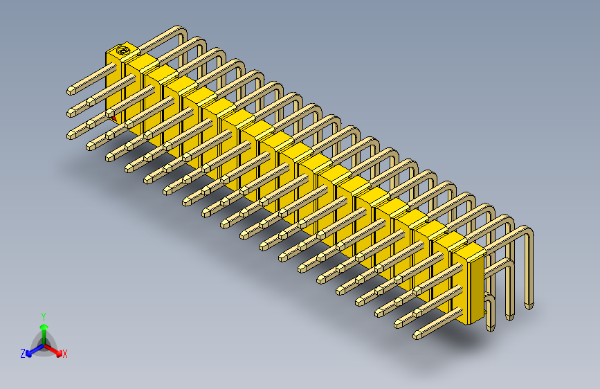 彩色公排针 100mil 2.54mm 系列-DS1022_yellow_3x19p_100mil_TypeD_rev1.0