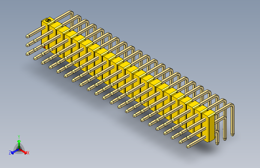 彩色公排针 100mil 2.54mm 系列-DS1022_yellow_3x22p_100mil_TypeD_rev1.0