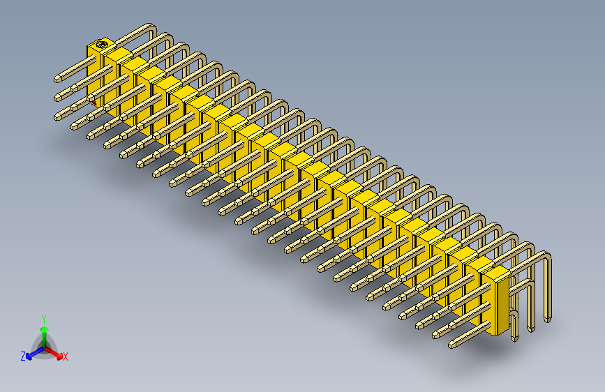 彩色公排针 100mil 2.54mm 系列-DS1022_yellow_3x25p_100mil_TypeD_rev1.0