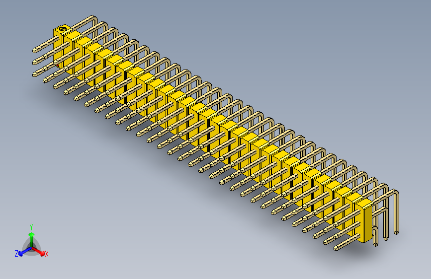 彩色公排针 100mil 2.54mm 系列-DS1022_yellow_3x30p_100mil_TypeD_rev1.0