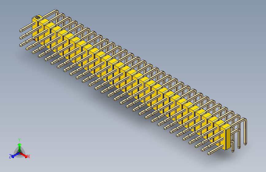 彩色公排针 100mil 2.54mm 系列-DS1022_yellow_3x31p_100mil_TypeD_rev1.0