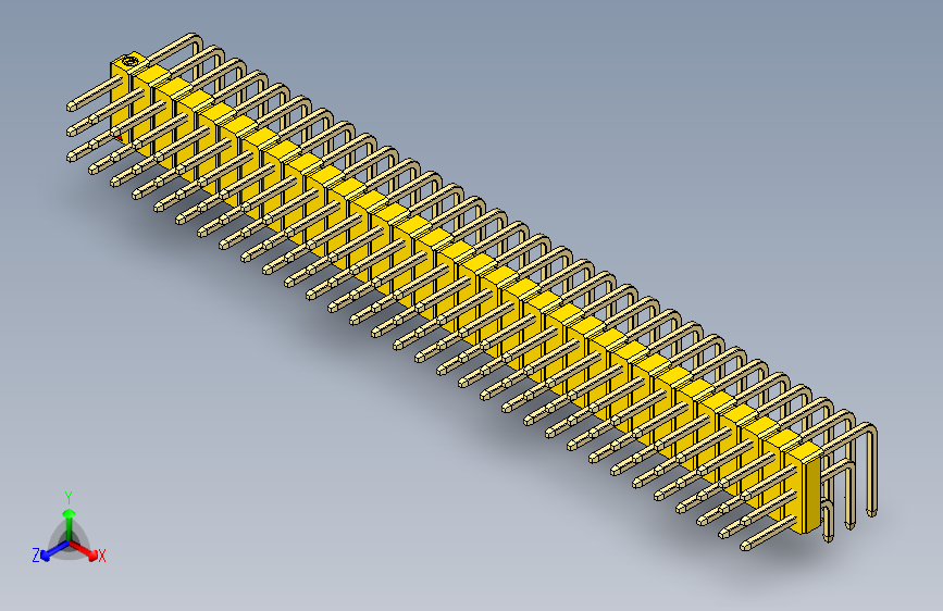 彩色公排针 100mil 2.54mm 系列-DS1022_yellow_3x32p_100mil_TypeD_rev1.0