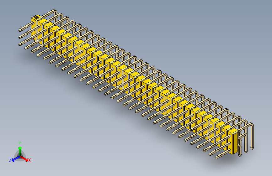 彩色公排针 100mil 2.54mm 系列-DS1022_yellow_3x33p_100mil_TypeD_rev1.0