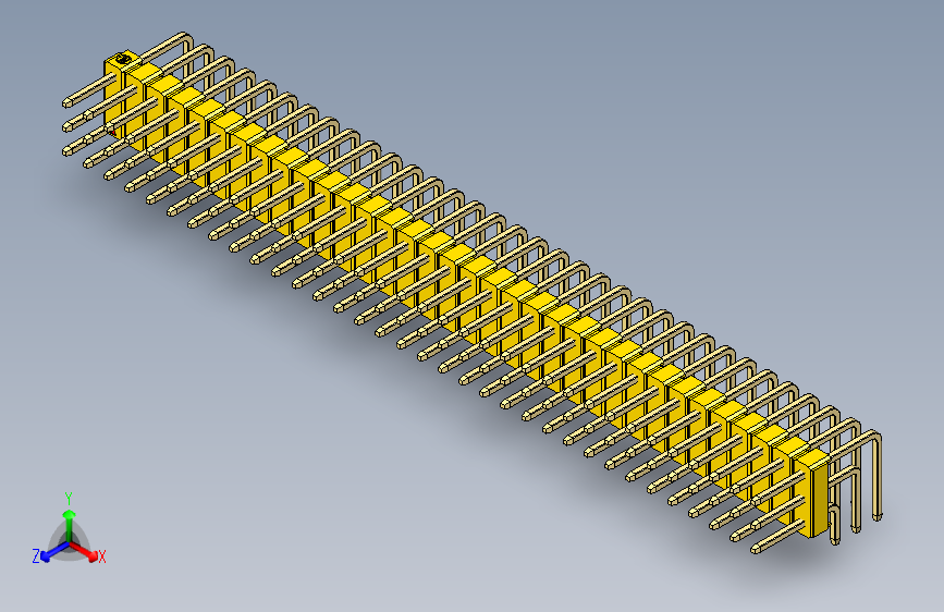 彩色公排针 100mil 2.54mm 系列-DS1022_yellow_3x34p_100mil_TypeD_rev1.0