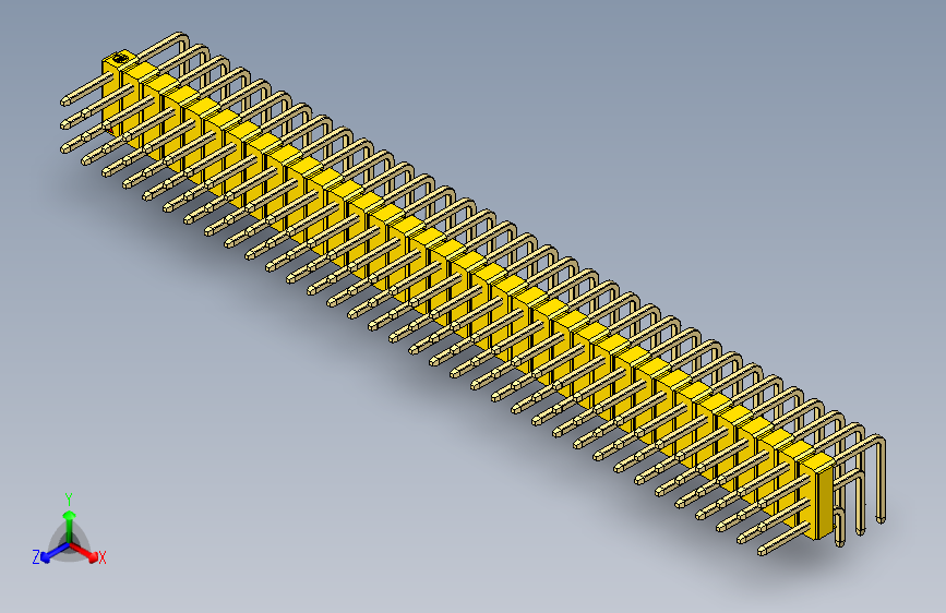 彩色公排针 100mil 2.54mm 系列-DS1022_yellow_3x35p_100mil_TypeD_rev1.0