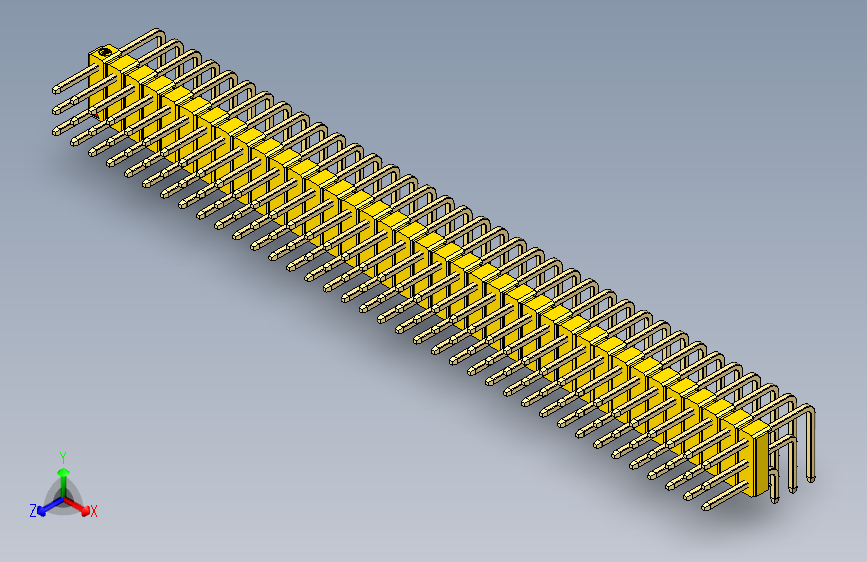 彩色公排针 100mil 2.54mm 系列-DS1022_yellow_3x37p_100mil_TypeD_rev1.0