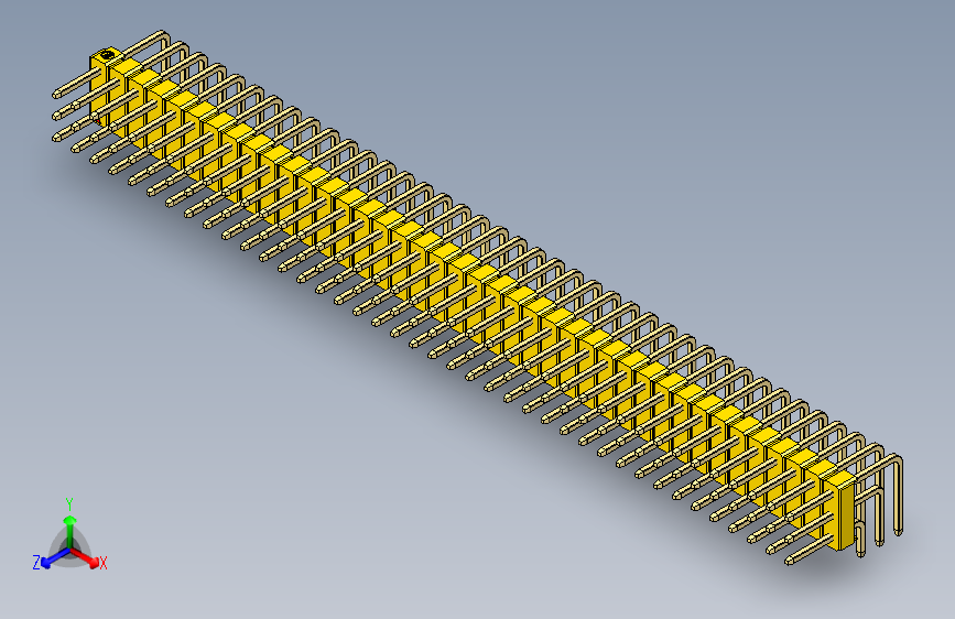 彩色公排针 100mil 2.54mm 系列-DS1022_yellow_3x40p_100mil_TypeD_rev1.0