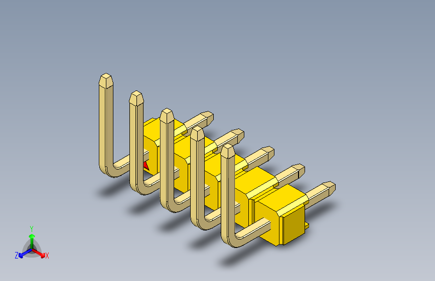 彩色公排针 100mil 2.54mm 系列-DS1022_yellow_05p_100mil_TypeU_rev1.0