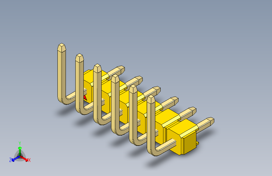 彩色公排针 100mil 2.54mm 系列-DS1022_yellow_06p_100mil_TypeU_rev1.0