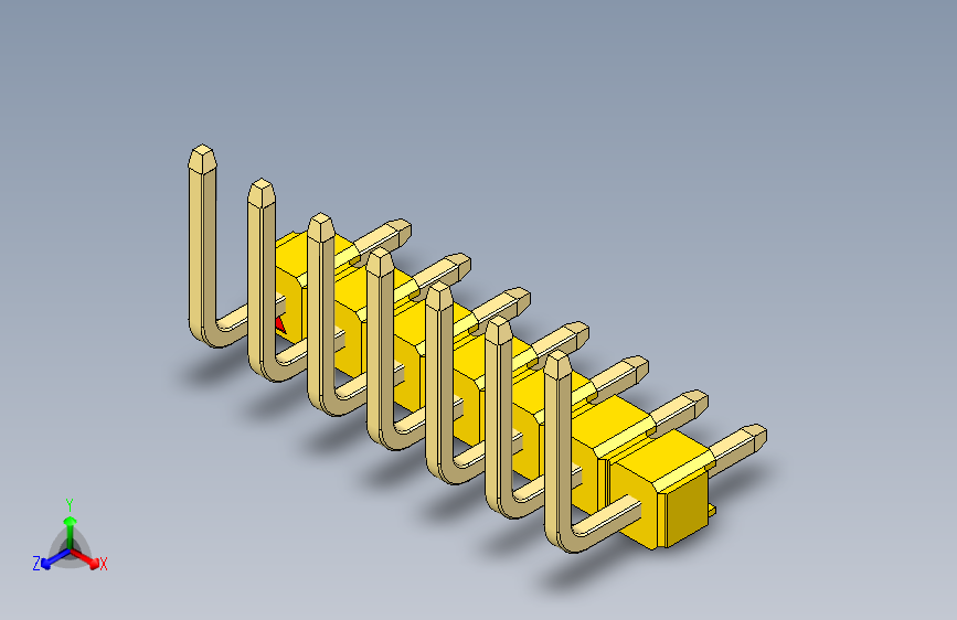 彩色公排针 100mil 2.54mm 系列-DS1022_yellow_07p_100mil_TypeU_rev1.0