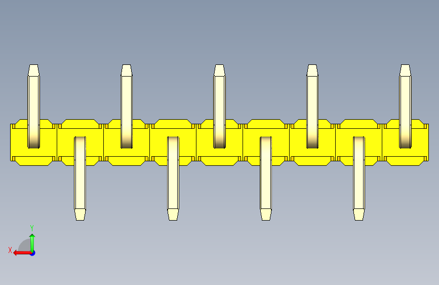 彩色公排针 100mil 2.54mm 系列-DS1022_yellow_09p_100mil_Type_SMT_R1_rev1.0 背面视图
