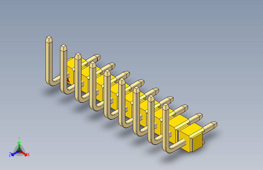 彩色公排针 100mil 2.54mm 系列-DS1022_yellow_09p_100mil_TypeU_rev1.0
