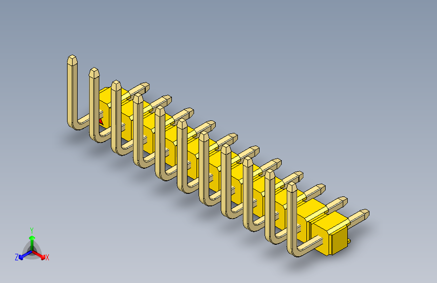 彩色公排针 100mil 2.54mm 系列-DS1022_yellow_11p_100mil_TypeU_rev1.0